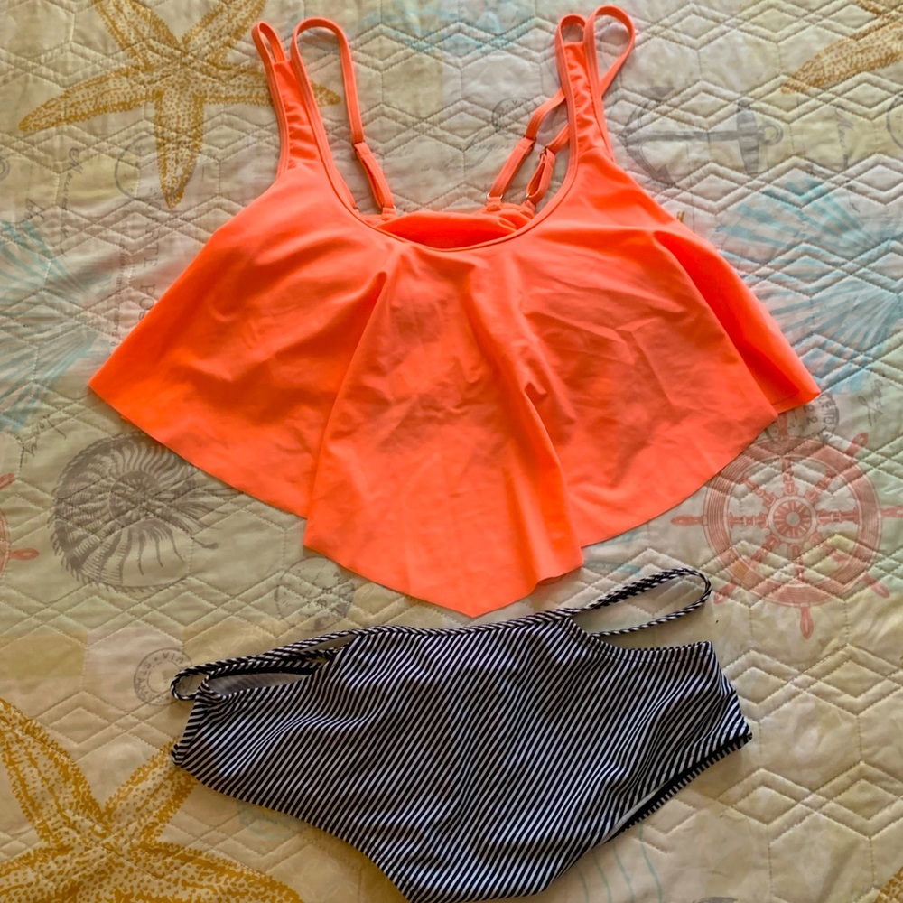 Coral Two Piece Elegant Bathing Suit